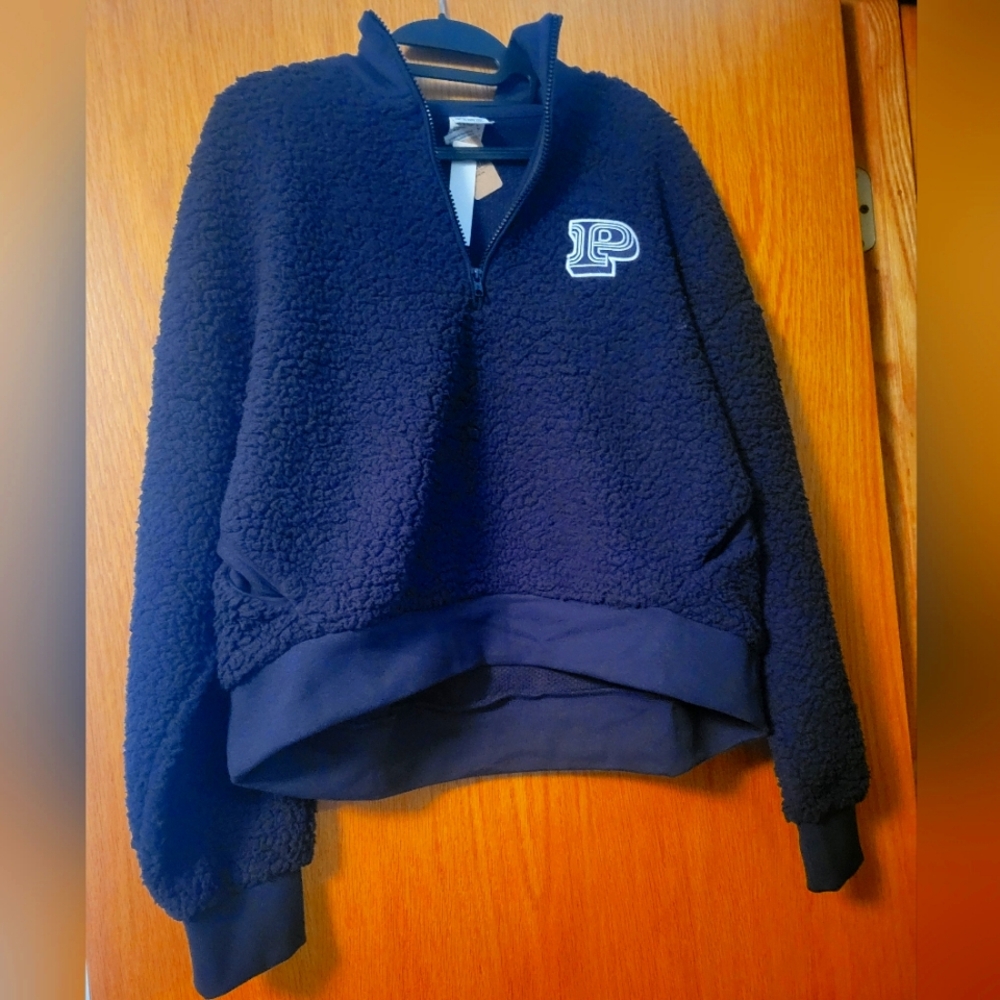 PINK cropped sherpa sweatshirt